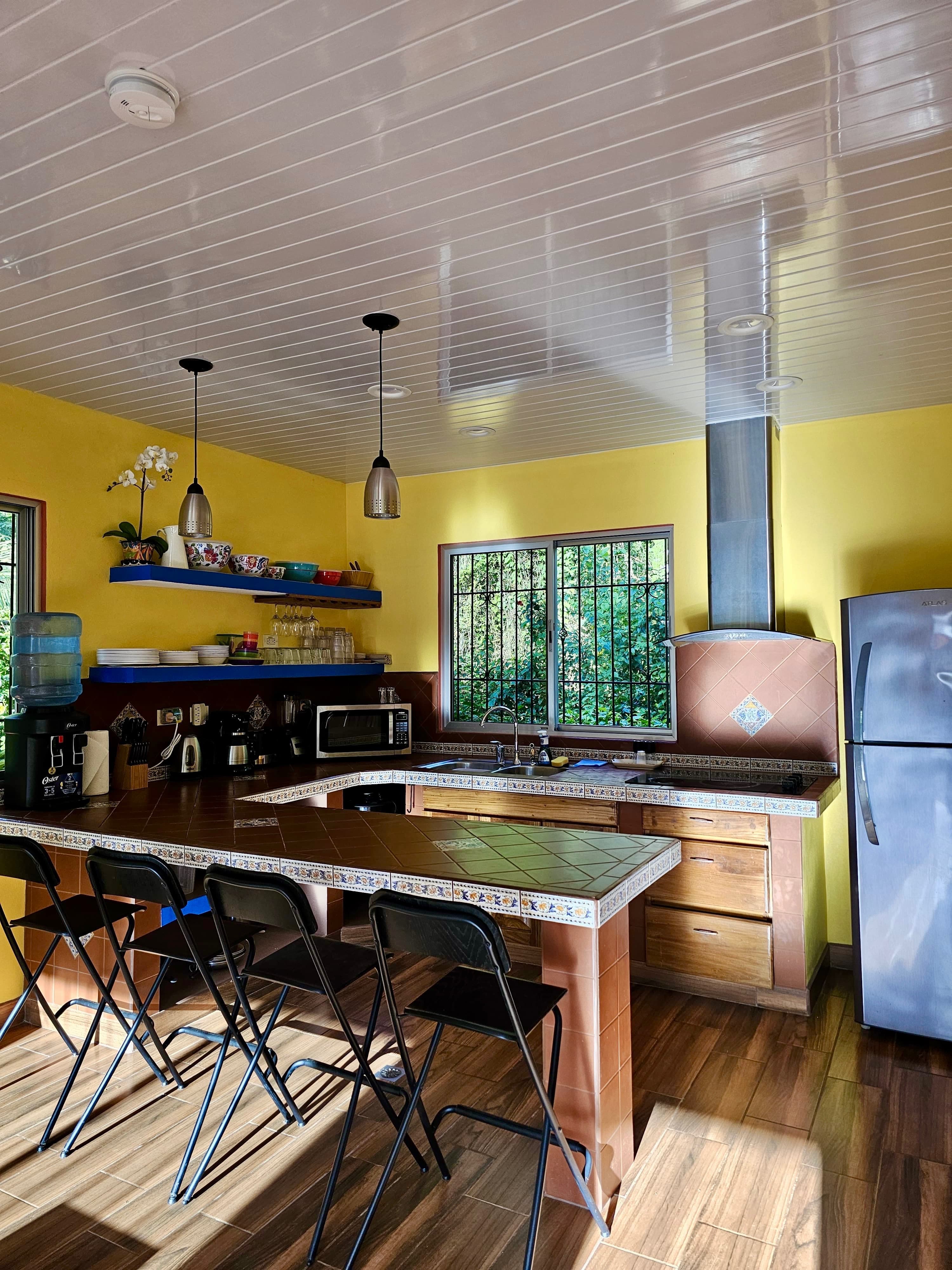 The villa kitchen, ready for a group dinner